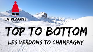 La Plagne Top to Bottom Les Verdons to Champagny via Bozelet and Les Bois 4K [upl. by Ttayh]