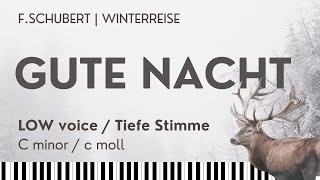 GUTE NACHT Schubert Winterreise Nr 1 Opus 89 Low Voice Piano Accompaniment [upl. by Assiron]