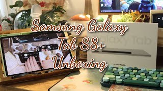 🍞 Samsung galaxy tab s8 aesthetic unboxing  accessories  cute case and tab s6 comparison [upl. by Ekram]