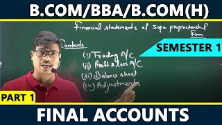 Final Accounts  Part 1 Most Important For Bcom BcomH BBA 1st Semester  Sunil panda sir [upl. by Noirod]