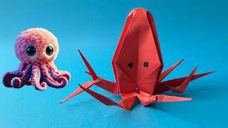 Oktopus Basteln  Wie man einen Oktopus aus Papier faltet  Origami Tiere [upl. by Heinrich214]