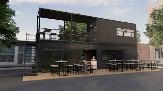 Container Cafe amp Restaurant 3d Illustration [upl. by Bond]