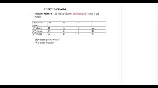 Voting Methods Plurality method [upl. by Barrus]