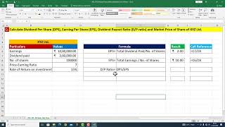 DPS EPS Dividend Payout Ratio and Market Price of Share [upl. by Odessa]