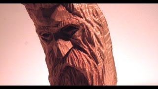 Wood Spirit Woodcarving High Detail intermediate project sycamore wood [upl. by Walcoff]