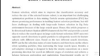 Bi Directional Feature Fixation Based Particle Swarm Optimization for Large Scale Feature Selection [upl. by Garner]