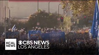 Dodgers fans fill downtown Los Angeles World Series parade and celebration [upl. by Ahseit]