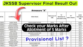 JKSSB Supervisor Final Result Out  JKSSB Supervisor Final Result  Check Your MarksFinal Cutoff [upl. by Fulviah]