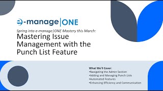 Live Webinar Mastering Issue Management with the Punch List Feature [upl. by Osgood308]