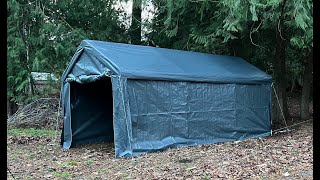 Assembling an 10x20 ALEKO Portable Carport  Garage and Review [upl. by Malissia]