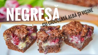 NEGRESĂ DELICIOASĂ cu ciocolată albă și vișine  Stuffed Chocolate Cookie Bars English Sub [upl. by Fredie223]