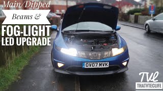 Eighth Gen Civic FKFN DippedMain Beam amp Foglight LED Upgrade How to [upl. by Atinram]