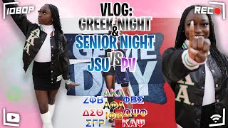 Greek NightSenior Night Game VLOG JSU vs PVAMU 💙 Greeks Strolling [upl. by Rachaba]