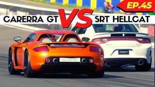 AMAZING RACE between SRT Hellcat Charger Vs Porsche Carrera GT  Carrie Races Charge [upl. by Aihseym894]