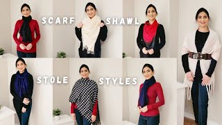 How to Wear a ScarfShawlStole in different ways l ShawlStole Styles [upl. by Maharba]