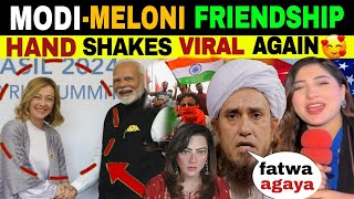 ITALYS PM MELONI SHAKE HANDS WITH MODI GOES VIRAL  MAULANA ANGRY 😡😡 [upl. by Oettam]