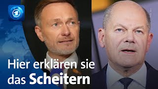 Regierung geplatzt Deutliche Worte zwischen Scholz und Lindner  Erklärungen im Wortlaut [upl. by Pinkham]