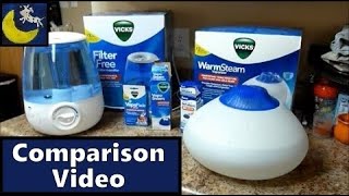 Vicks Warm Steam Vaporizer Vs FilterFree Cool Mist Humidifier with VapoPads VapoSteam amp Kaz [upl. by Truitt]