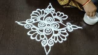 Easy and Simple rangoli with 5×1 dots  Latest kolam rangoli designs  Simple muggulu [upl. by Yggam]