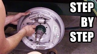 HowTo Replace All Trailer Brakes Backing Plate Cyl Pads and Bleed System [upl. by Seto]