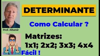 DETERMINANTE  como Calcular Matrizes 1x1 2x2 e 3x3 [upl. by Bitthia227]