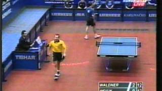 Waldner  Torben Wosik Euro Team final 2002 [upl. by Esorlatsyrc]