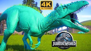 Green Carcharodontosaurus vs All Carnivores Dinosaurs Fighting Jurassic World Evolution TRex 4K [upl. by Vadim552]