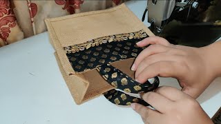 How to make Jute Bag  DIY jute Bag DIY Tiffin Bag How to make Handbag Jute Bag [upl. by Alue]