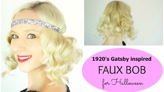 FAUX BOB  Gatsby 1920s inspired  Halloween Hairstyles [upl. by Way]