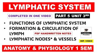 Lymphatic System complete  Lymph Nodes  Lymph vessels  Functions  Part 5 Unit 3  Hap Carewell [upl. by Javed302]