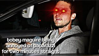 tobey maguire being annoyed of paparazzi for two minutes straight [upl. by Junji]