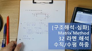 매트릭스해석 32 라멘 해석수직수평하중 [upl. by Mareah]