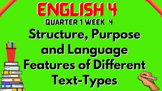 English 4 Week 4 Structure Purpose and Language Features of Different TextTypes Grade 4 Quarter 1 [upl. by Feliza564]