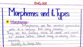 Morphemes and it Types ENG206 4thsememster pu [upl. by Neve531]