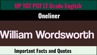 One Liner On Wordsworth  Quotes From Wordsworths Works  TGT PGT LT grade English  examplarch [upl. by Ahseenat]