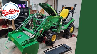 How to Change Oil and Filter on John Deere 3025E Tractor Filter Part Number and Oil Type [upl. by Annohsed]