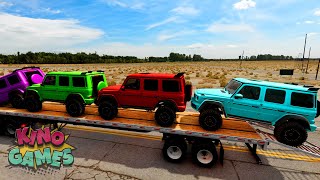 TRANSPORTING PIXAR CARS amp FRUITS WITH COLORED amp JOHN DEERE vs CLAAS vs TRACTORS  BeamNGdrive 962 [upl. by Ridley]