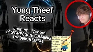 Yung Theef Reacts  Eminem  Venom AGGRESSIVE GAMING PHONK REMIX [upl. by Aniluap811]