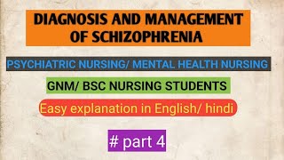 Diagnosis and management of schizophrenia psychiatric nursing  mental health nursing [upl. by Lacombe]