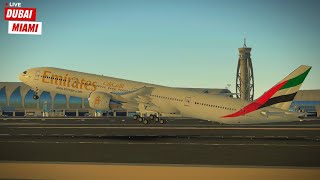 Infinite Flight LIVE Dubai OMDB to Miami KMIA Emirates 777300ER  Expert Server stopover KIAD [upl. by Aihseket]