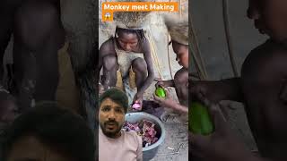 Monkey meet making 😱 africa food travel streetfood culture [upl. by Wardlaw]