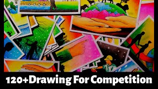 120 drawing for any art Competition  Poster drawing ideas for Competition  Drawing space [upl. by Kipper]