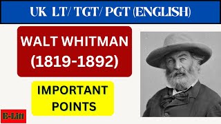 WALT WHITMAN IMPORTANT QUESTIONS ONE LINERS [upl. by Gisele700]