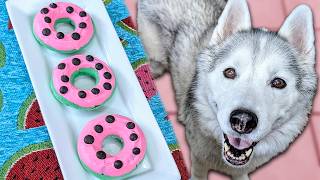 Watermelon Donuts for Dogs 🍉 Easy DIY Dog Treats [upl. by Shannah]