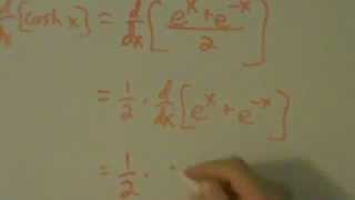 Calculus I  Derivative of Hyperbolic Cosine Function coshx  Proof [upl. by Nollek]