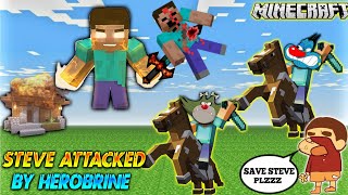 Steve Attacked By HEROBRINE  Minecraft Story  Oggy Minecraft [upl. by Herod]