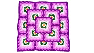 Como tejer el Cuadrado o muestra de colores N° 67 a crochet para colchas y cojines paso a paso [upl. by Tama]