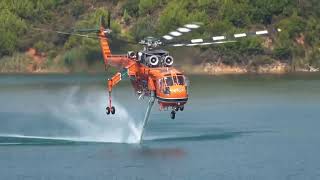 Erickson S64 Air Crane helicopter with sea snorkel in action [upl. by Aidam684]