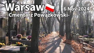 Autumn Walk Warsaw Cemetery Powązkowski Poland  November 2024 [upl. by Goddord]