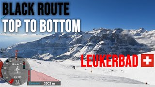 4K Skiing Leukerbad Black Route Top to Bottom via Flaschenhalde Wallis Switzerland GoPro HERO9 [upl. by Ackerman343]